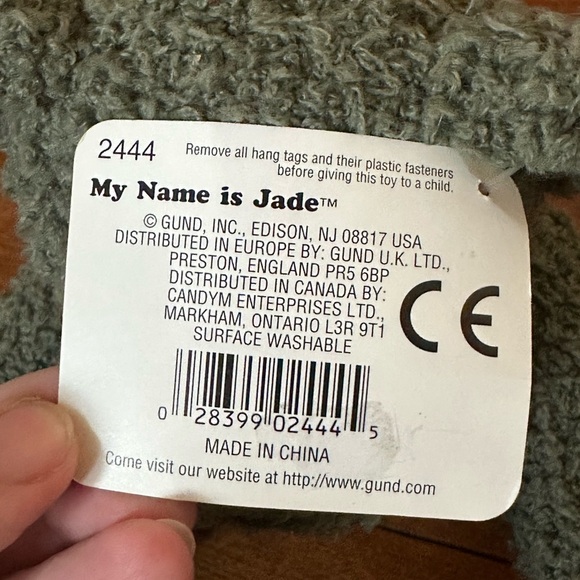 NWT 1980’s GUND “Jade” Green Teddy Bear 2444 Floral Bow, Adjustable limbs plush - Picture 6 of 7